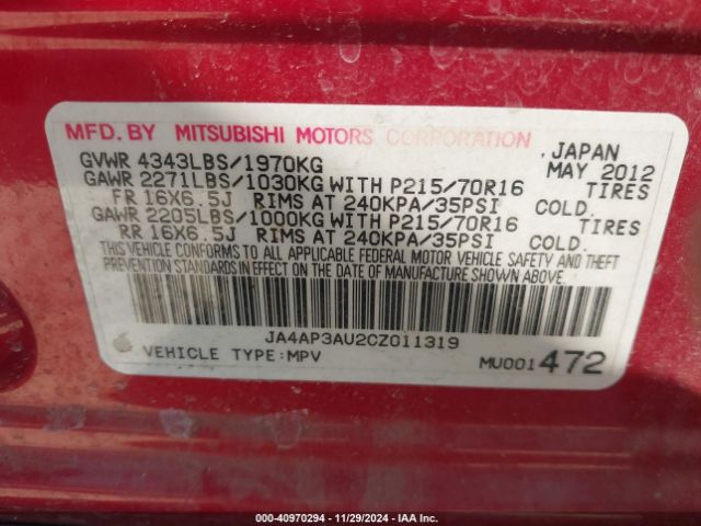 2012 MITSUBISHI OUTLANDER SPORT JA4AP3AU2CZ011319 Photo 8
