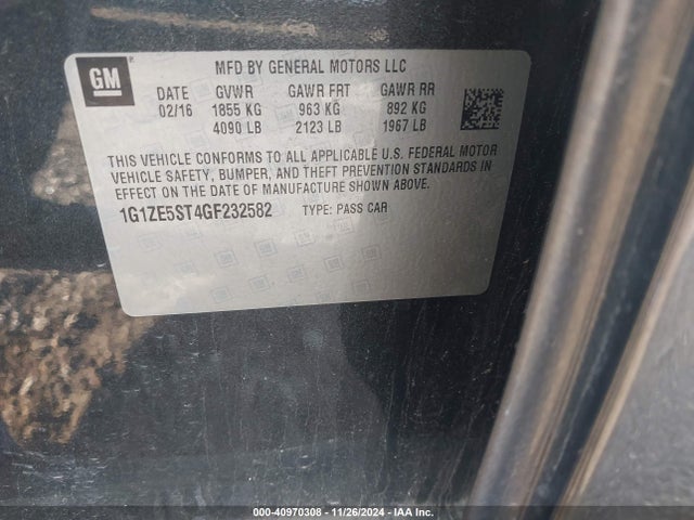 Chevrolet MALIBU 1LT 2016 1G1ZE5ST4GF232582 Image 9