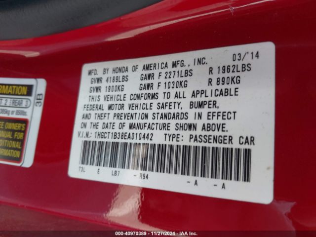 1HGCT1B38EA010442 Honda Accord Lx-s