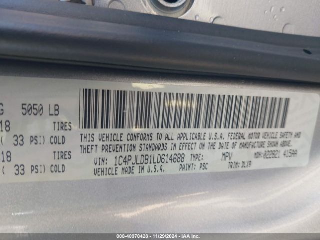 1C4PJLDB1LD614688 Jeep Cherokee Limited Fwd