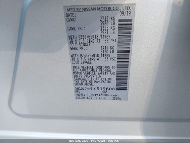 5N1DL0MN9LC515608 Infiniti QX60 PURE