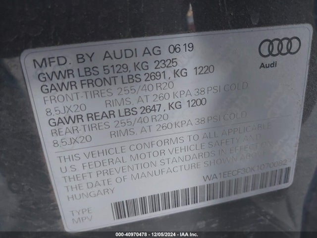 2019 AUDI Q3 WA1EECF30K1070082 Photo 8
