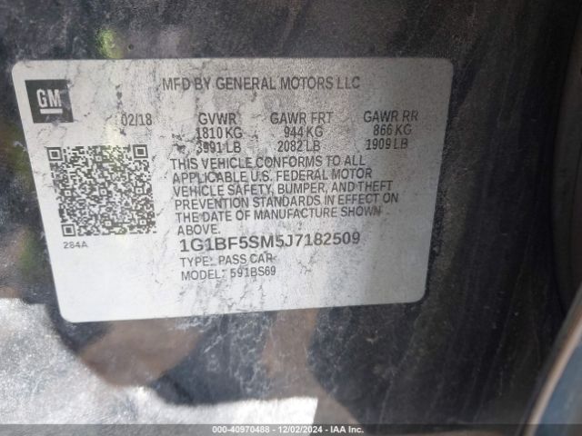 1G1BF5SM5J7182509 Chevrolet Cruze Premier Auto
