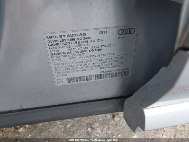 WA1AAAFY9M2102597 Audi Q5 Premium 45 Tfsi Quattro S Tronic