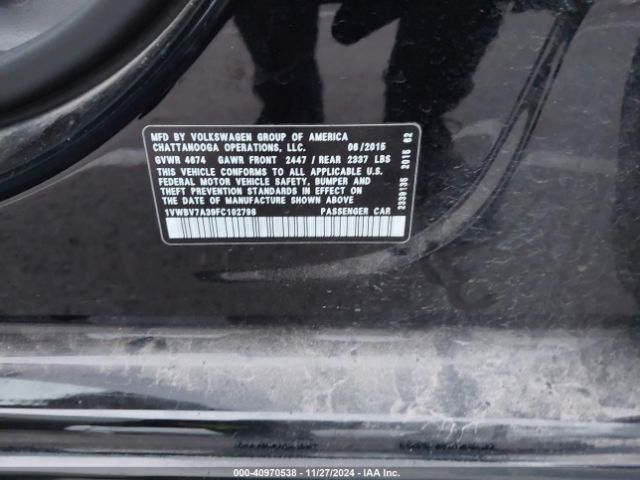 1VWBV7A39FC102798 Volkswagen Passat 2.0l Tdi Se
