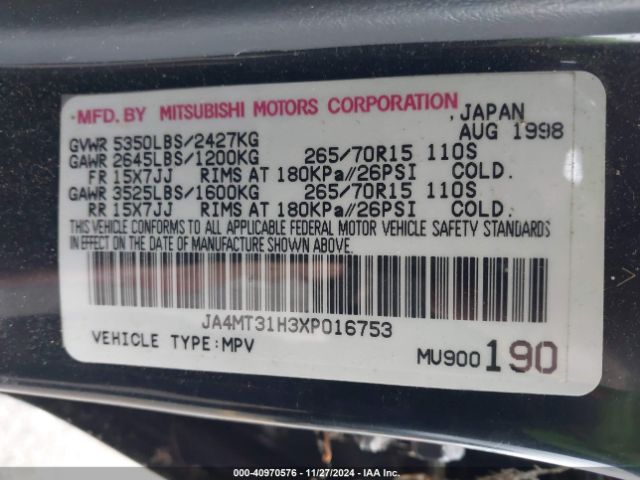 1999 MITSUBISHI MONTERO SPORT JA4MT31H3XP016753 Photo 8