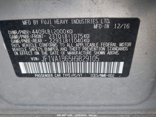 JF1VA1B65H9829105 Subaru WRX