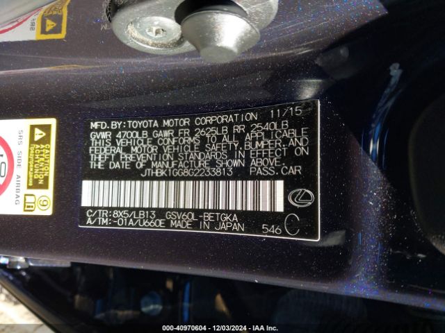 JTHBK1GG8G2233813 Lexus ES 350