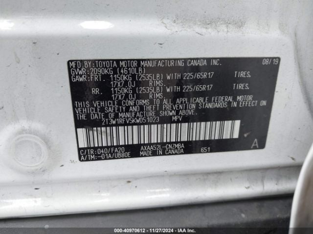 2T3W1RFV5KW051023 Toyota Rav4 Xle