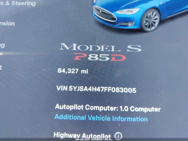 5YJSA4H47FF083005 Tesla Model S 85d/p85d