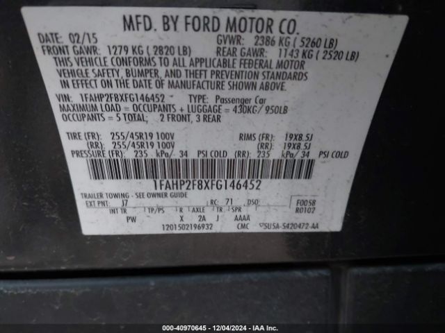 1FAHP2F8XFG146452 Ford Taurus Limited