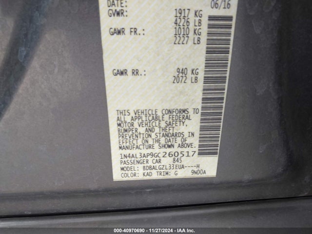 Nissan Altima 2.5 S 2016 1N4AL3AP9GC260517 Image 9