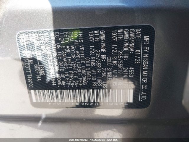 JN8BT3CA2PW411644 Nissan Rogue Sl Fwd