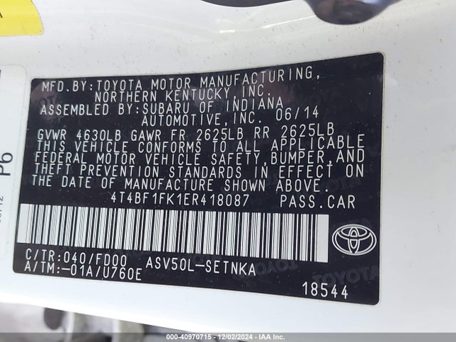 Toyota CAMRY LE 2014 4T4BF1FK1ER418087 Image 9