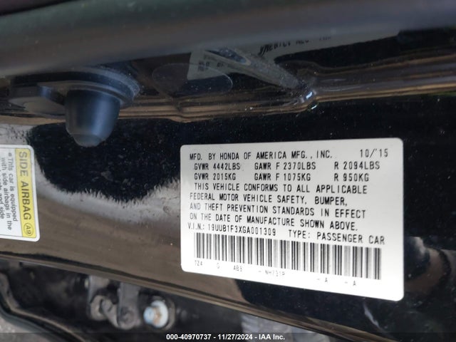 Acura TLX 2016 19UUB1F3XGA001309 Image 9
