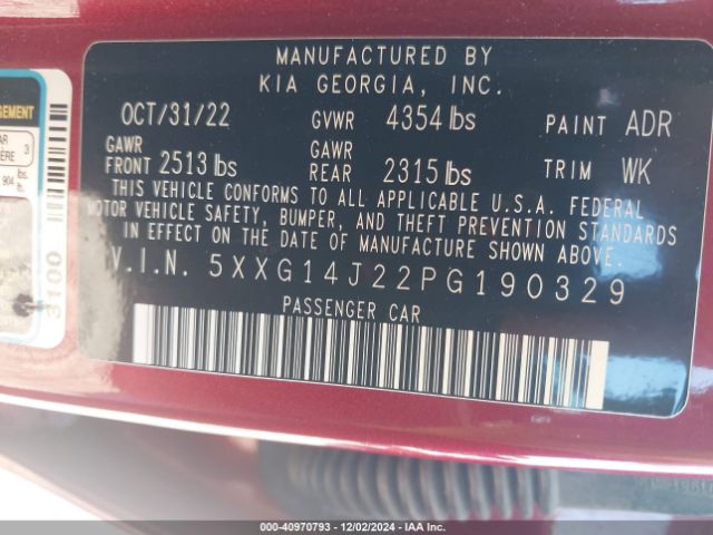 5XXG14J22PG190329 KIA K5 LXS
