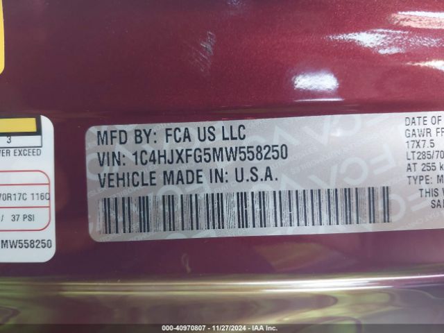 1C4HJXFG5MW558250 Jeep Wrangler Unlimited Rubicon 4x4