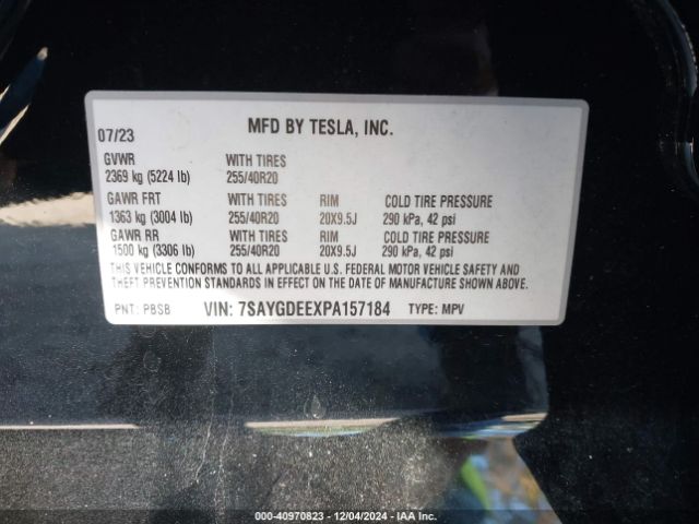 7SAYGDEEXPA157184 Tesla Model Y Awd/long Range Dual Motor All-wheel Drive