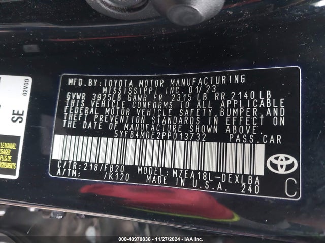 Toyota COROLLA LE 2023 5YFB4MDE2PP013732 Image 9