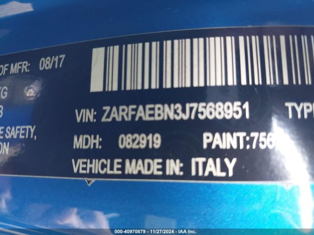 ZARFAEBN3J7568951 Alfa Romeo Giulia Rwd