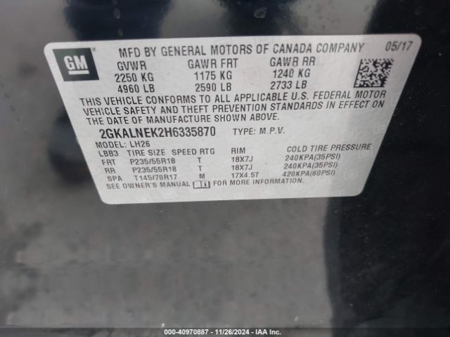 2GKALNEK2H6335870 GMC Terrain Sle-2