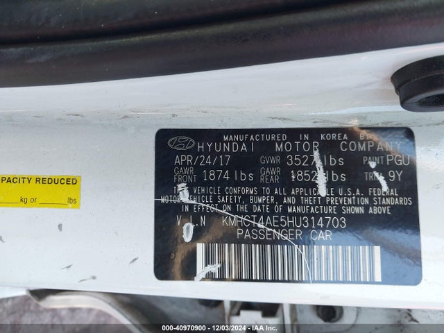 Hyundai ACCENT SE 2017 KMHCT4AE5HU314703 Image 9