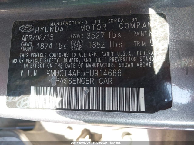 Hyundai ACCENT GLS 2015 KMHCT4AE5FU914666 Image 9
