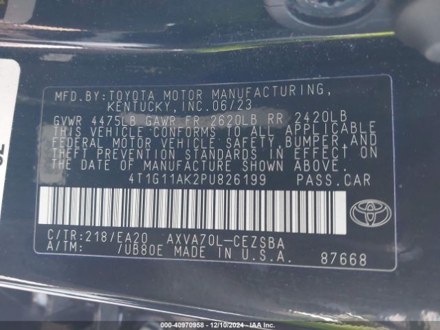 4T1G11AK2PU826199 Toyota CAMRY SE