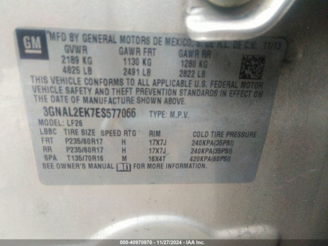 3GNAL2EK7ES577066 Chevrolet Captiva Sport 2ls