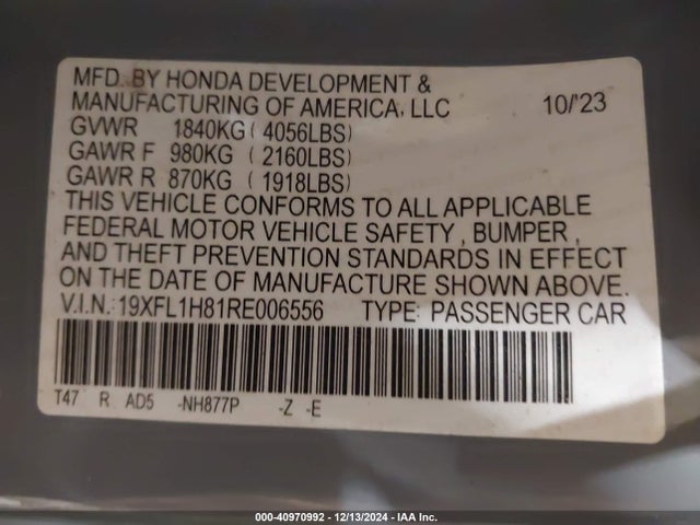 19XFL1H81RE006556 Honda Civic Sport Touring