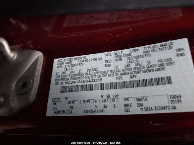 1FMCU9G94EUA22315 Ford ESCAPE SE