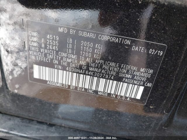 4S3BNAF64K3027974 Subaru Legacy 2.5i Premium