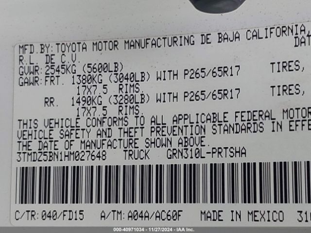 3TMDZ5BN1HM027648 Toyota Tacoma Trd Sport