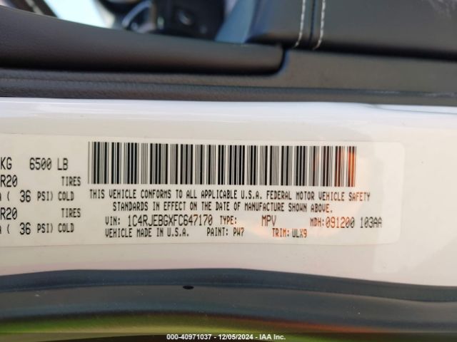 1C4RJEBGXFC647170 Jeep Grand Cherokee Limited