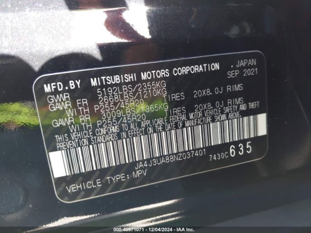 JA4J3UA88NZ037401 Mitsubishi Outlander Se 2.5 2wd