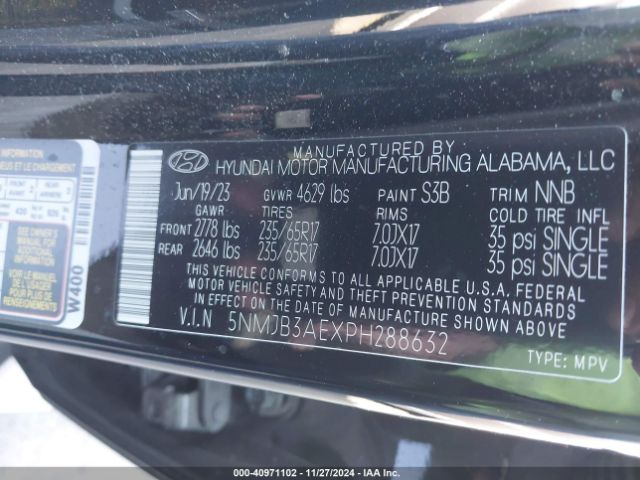 5NMJB3AEXPH288632 Hyundai TUCSON SEL