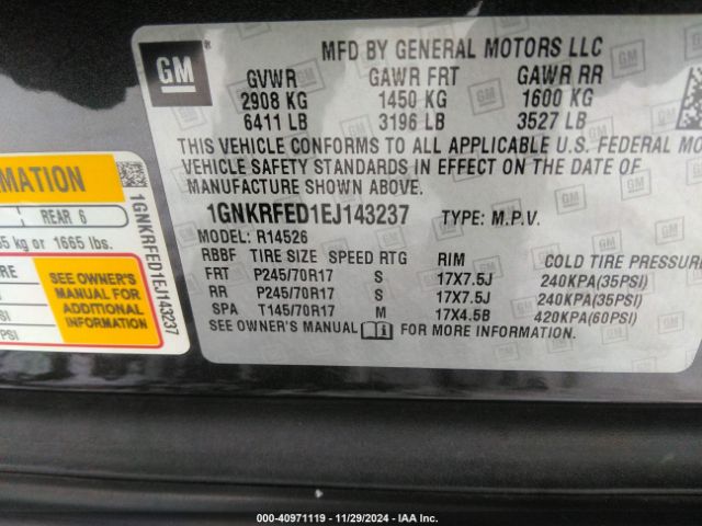 1GNKRFED1EJ143237 Chevrolet Traverse Ls