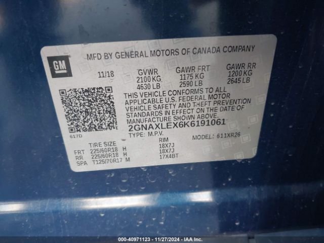 2GNAXLEX6K6191061 Chevrolet EQUINOX LT