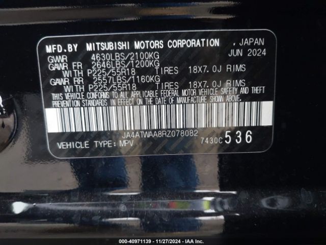2024 MITSUBISHI ECLIPSE CROSS JA4ATWAA8RZ078082 Photo 8