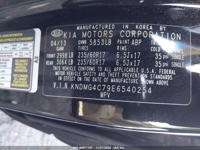 KIA SEDONA LX 2014 KNDMG4C79E6540254 Image 9