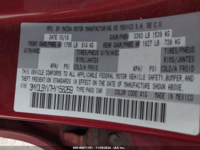 3MYDLBYV7HY158259 Toyota YARIS IA