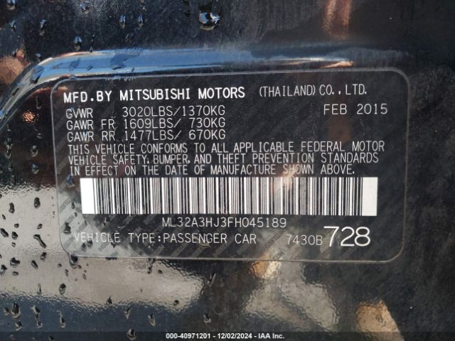 2015 MITSUBISHI MIRAGE ML32A3HJ3FH045189 Photo 8