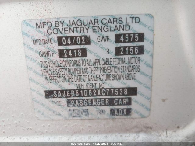 2002 JAGUAR X-TYPE SAJEB51D62XC77538 Photo 8