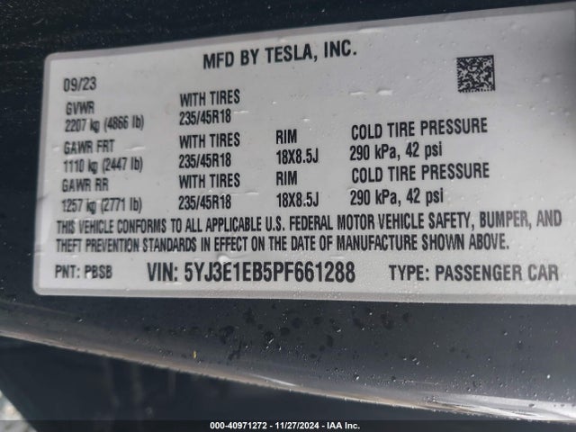 2023 TESLA MODEL 3 5YJ3E1EB5PF661288 Photo 8