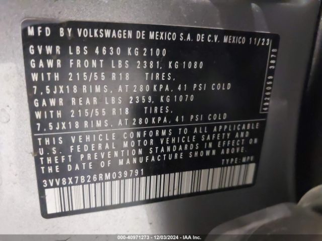 3VV8X7B26RM039791 Volkswagen Taos 1.5t S