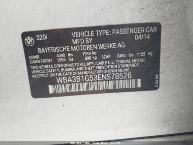 WBA3B1G53ENS78526 BMW 320 I