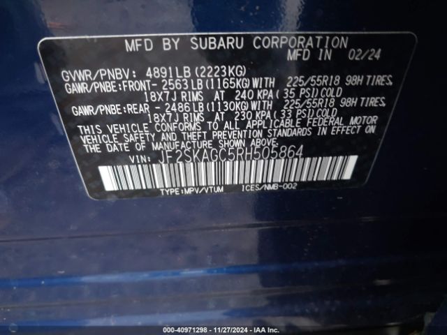 JF2SKAGC5RH505864 Subaru Forester Sport