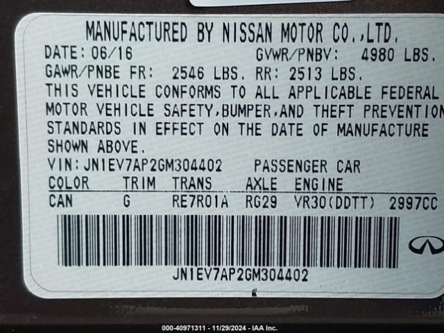 JN1EV7AP2GM304402 Infiniti Q50 3.0t Premium