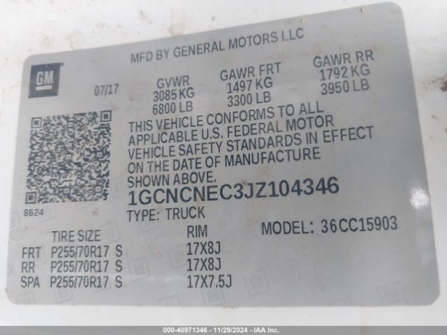 1GCNCNEC3JZ104346 Chevrolet Silverado 1500 Work Truck