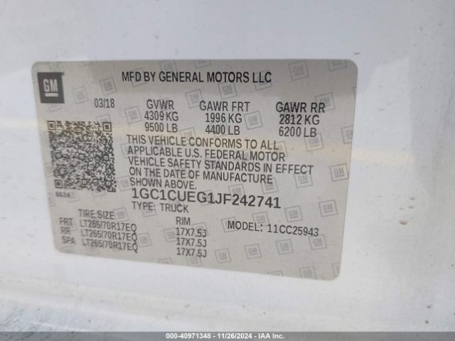 1GC1CUEG1JF242741 Chevrolet Silverado 2500hd Wt